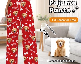 Custom Pajama Pants, Pet Pajama Pants, Face Pajamas with Pocket, Mens Pajamas，Valentine's Day gift, Birthday Gifts, Pet Lover Gifts