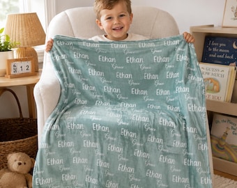 Plush Minky Baby Blanket, Personalized Name Blanket, Custom Kids Blanket, Baby Girl Boy Gift, Baby Shower Gift, Swaddle Bedding Gift