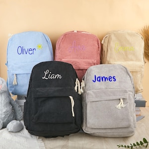 Sac personnalisé brodé en velours côtelé, sac préscolaire personnalisé, sac à dos de rentrée pour tout-petits, cartable pour la maternelle, cadeau de rentrée