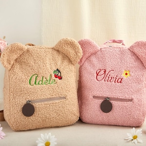 Teddy bear Backpack Bag, Personalised Fluffy Teddy Bear Bag for Kids, Teddy Kids Backpack, Personalised Backpack Kids, Childrens Backpack