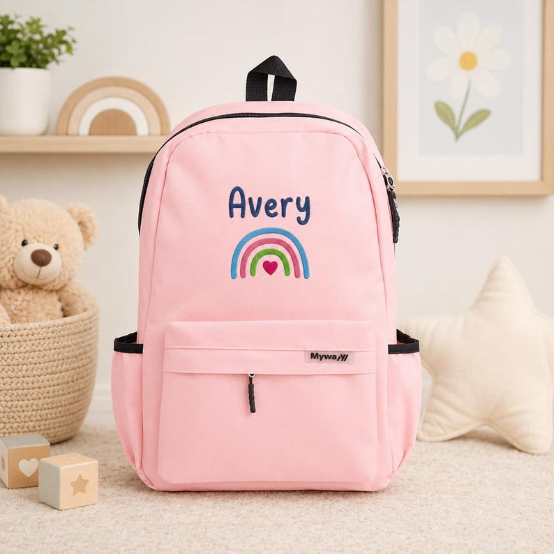 Personalized Kids Backpack with Name Embroidery, Custom School Bag for Girls Boys, Toddler Preschool Backpack, First Day of School Gift image 1