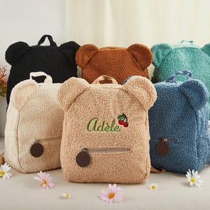Personalized teddy bear backpack, toddler backpack, kids backpack with name, kids embroidered teddy bear backpack, custom name backpack
