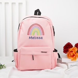 Benutzerdefinierte Kinderrucksack, gestickter Regenbogenrucksack, personalisierte Namenstasche, Zurück zu Schulgeschenken