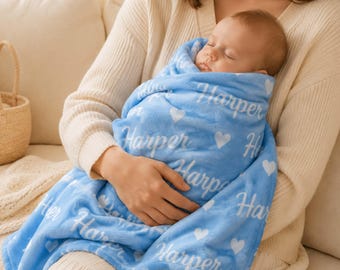 Plush Minky Personalized Name Blanket, Baby Girl abd Boy Blanket, Icon Blanket, Kids Blanket, Swaddle Gift Bedding, Baby Shower Gifts