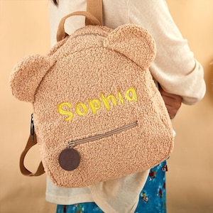 Personalized Teddy Bear Backpack for Kids, Custom Embroidered Name Bag, Toddler School Bag, Back to School or Birthday Gift for Boys & Girls