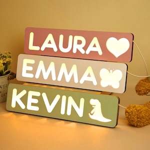 Personalized Baby Wooden Night Light, Toddler Night Lamp with Name, Baby Night Lights, Baby Shower Gift for kids, Nursery Decor