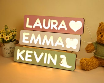 Personalized Baby Wooden Night Light, Toddler Night Lamp with Name, Baby Night Lights, Baby Shower Gift for kids, Nursery Decor