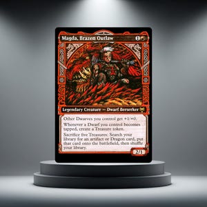 Magda, Brazen Outlaw (Borderless Alt Art) - Proxy Card - Custom MTG Playtest Card