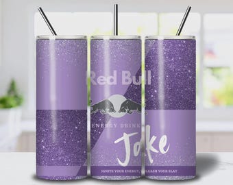 Spersonalizowany kubek termiczny Red Bull z efektem fioletowego brokatu, 20 uncji, ze stali nierdzewnej