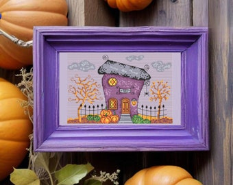 Witch house cross stitch pattern , Halloween cross stitch pattern, witchy cross stitch pattern, tarot, oracle, instant download, digital PDF