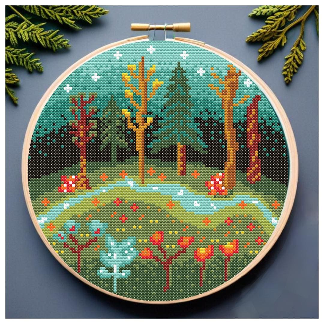 Forest Cross Stitch Pattern PDF, Magic Forest Cross Stitch Pattern ...