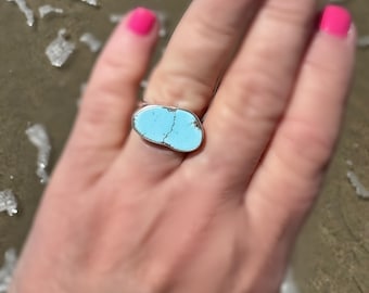 Golden Hills Turquoise Ring | Sterling Silver Statement Ring Size 8