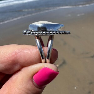 Cowrie Shell Statement Ring | Sterling Silver | Coastal Talisman Jewelry | Size 7 OOAK Ring | Ocean Goddess Ring
