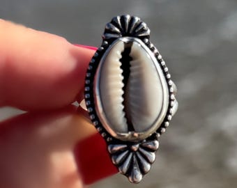 Cowrie Shell Statement Ring | Sterling Silver Size 5.25