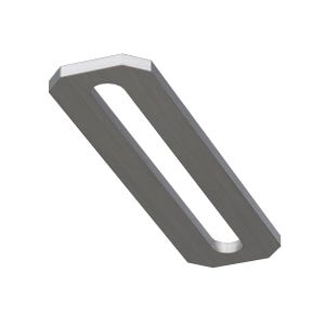 K&ouml;nnte beinhalten: Eine silberne Metallschachle mit rechteckiger Form und abgerundeter Kante. Die Schlaufe ist als Verschluss oder Aufh&auml;nger gedacht.