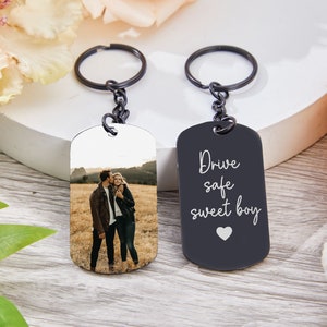 Personalized Photo Keychain, Doubled Sided Picture Keychain, Custom Stainless steel Keychain with Photo and Text, Custom Quote Keychain image 2