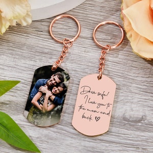 Personalized Photo Keychain, Doubled Sided Picture Keychain, Custom Stainless steel Keychain with Photo and Text, Custom Quote Keychain image 1