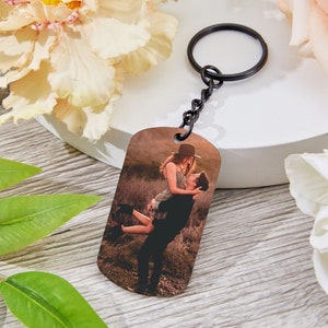 Personalized Photo Keychain, Doubled Sided Picture Keychain, Custom Stainless steel Keychain with Photo and Text, Custom Quote Keychain image 8