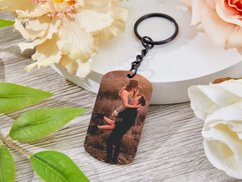 Personalized Photo Keychain, Doubled Sided Picture Keychain, Custom Stainless steel Keychain with Photo and Text, Custom Quote Keychain image 8