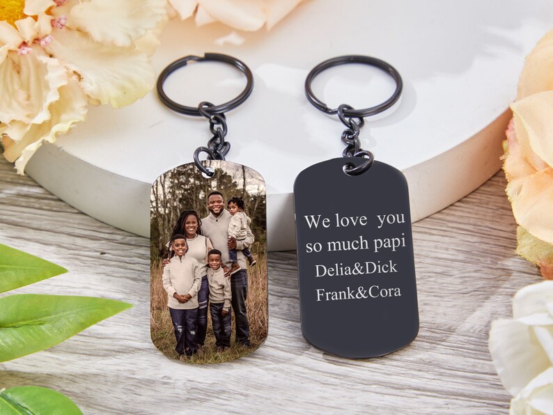 Personalized Photo Keychain, Doubled Sided Picture Keychain, Custom Stainless steel Keychain with Photo and Text, Custom Quote Keychain image 9
