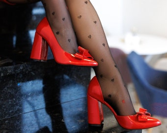 Red High Heels Women Shoes – Handmade Leather Pumps, Elegant Bridal Shoes, Stylish Office Wear, Comfortable Stiletto for Special Occasions