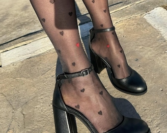 Handmade Black Leather Mary Jane Heels: Classic Women's Pumps