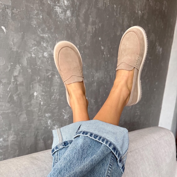 Handmade Leather Loafers, Comfortable Women Slip-Ons, Custom Casual Loafers for Everyday Wear, Stylish Summer Shoes, Suede Penny Loafers