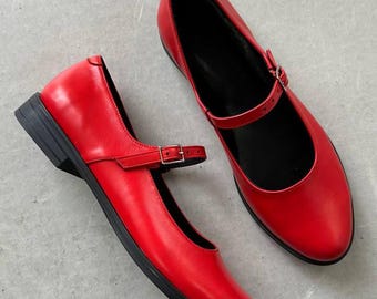 Mary Jane Shoes and Closed Toe Sandals Leather Sole Shoes and Handmade Sandal Casual Heel and Low Leather Heel Mary Jane Back to School Gift