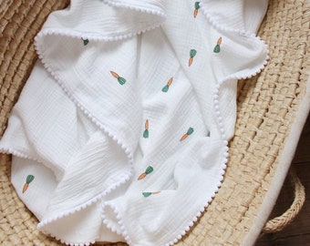 Organic cotton Baby swaddle blanket, Summer muslin baby blanket,   Super soft baby blanket, muslin baby wrap