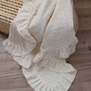 Cobertor de musselina de renda floral vintage, cobertor de renda floral, manta de renda, manta para recém-nascido, manta de renda para bebê, manta de swaddle de 6 camadas