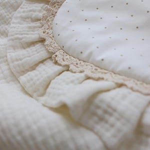 Muslin Baby Blanket ruffles, 100% Cotton, muslin Baby girl Summer blanket, 35×43 inches, Summer swaddle, Vanilla blanket, Baby Shower Gift