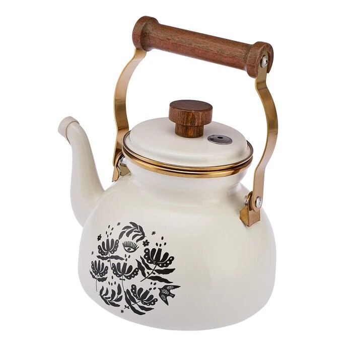 Enamel Teapot Best Quality Teapot Caydanlık/semaver 2.4lt/81.15oz Cream
