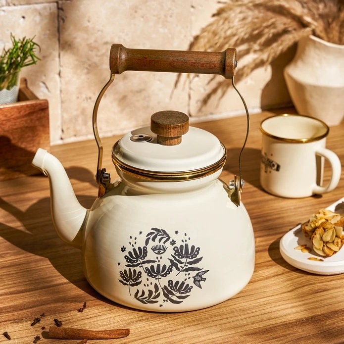 Enamel Teapot Best Quality Teapot Caydanlık/semaver 2.4lt/81.15oz Cream