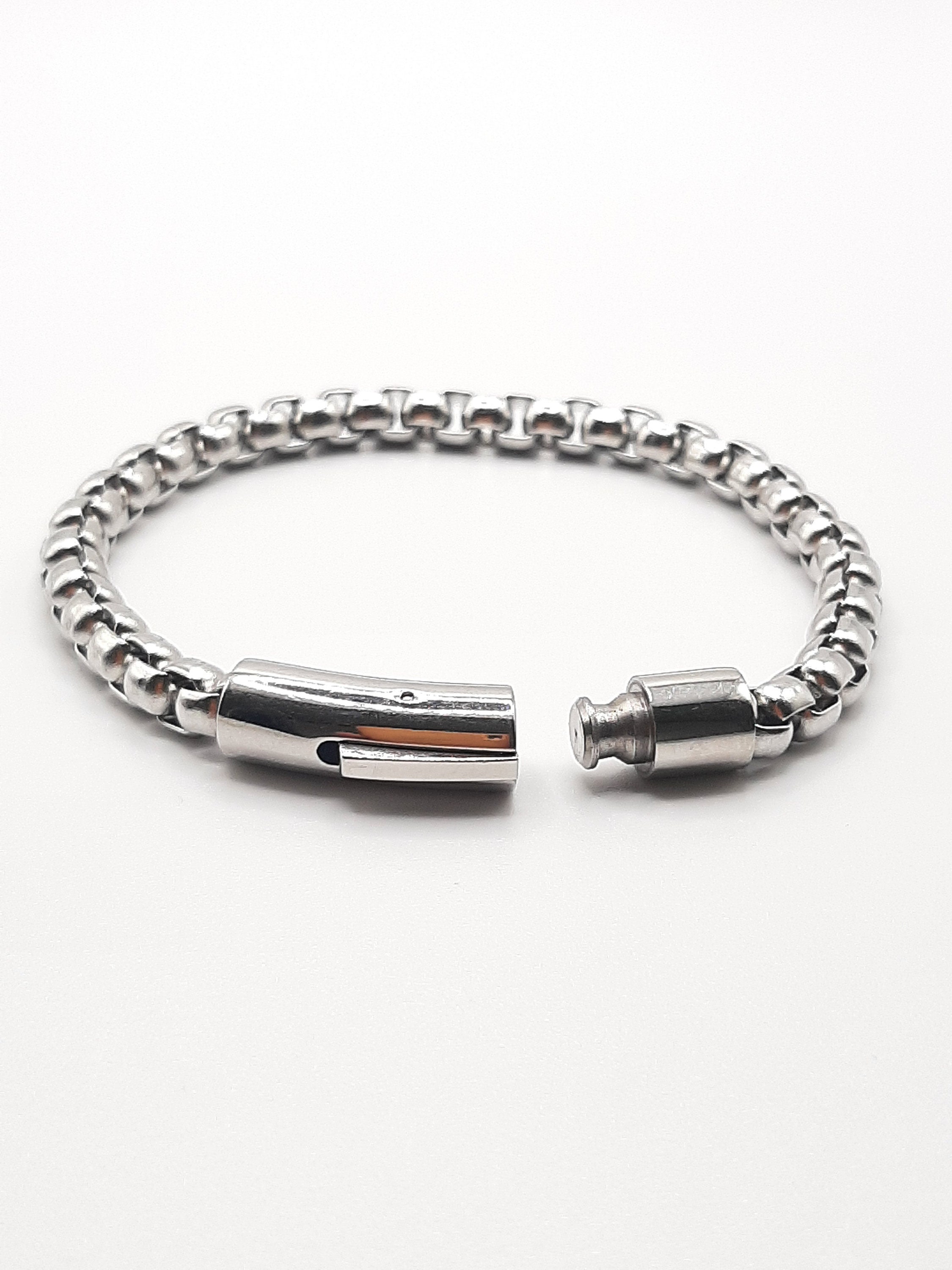 Gualiy Stainless Steel Box Chain Bracelet For Men - 2-3mm Width, 20cm Length, Hypoallergenic Retro Style