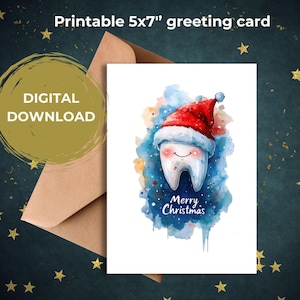 Frohe Weihnachten Grußkarte 5x7 Weihnachtskarte für Zahnarzt Druckbare Weihnachtskarte für Dentist