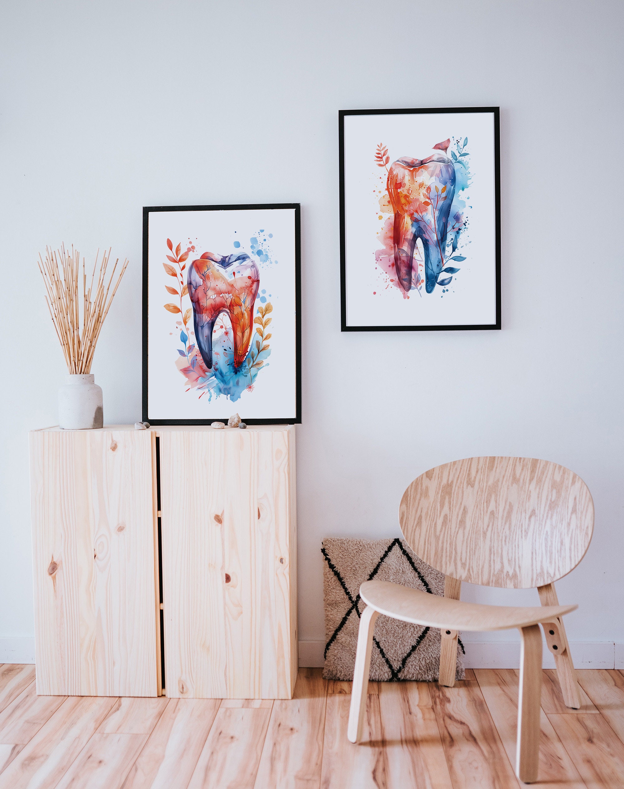NATVVA Dental Hygienist Canvas Art - 3 Piece Set Dental Tips Posters With Wooden Inner Frame - Dentist Office Decor, Clinic Wall Art, Gift For Dental Professionals