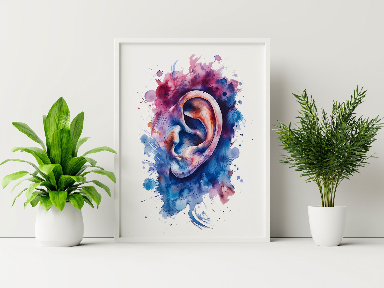 Ear Anatomy Art Print, Audiology Wall Art Colorful Human Ear Watercolor ...