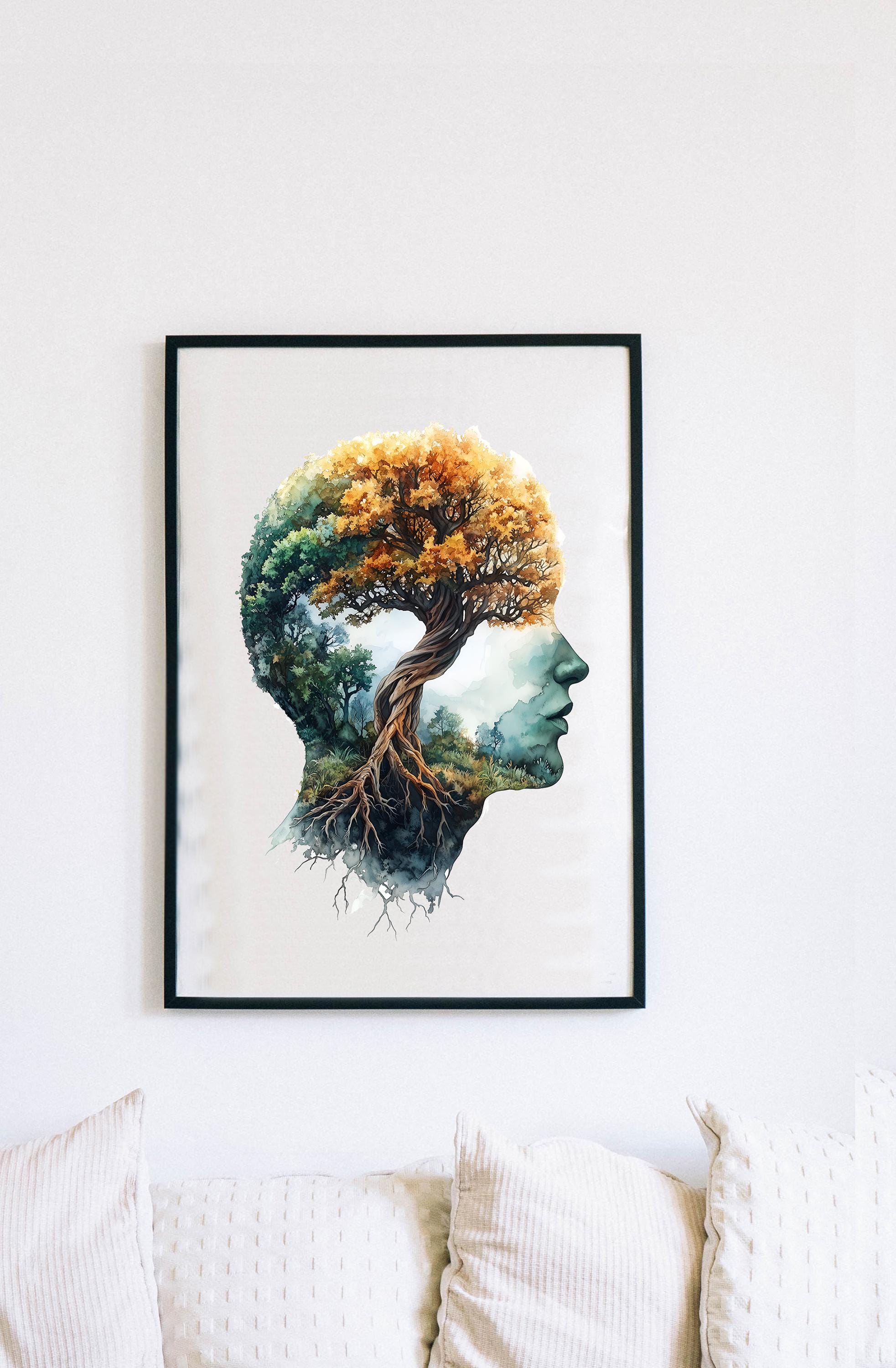 Brain Anatomy Wall Art Print, Human Head Nervous System Poster ...