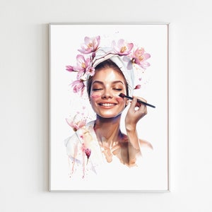 Decoración de la habitación de las pestañas Esteticista Arte de la pared Maquillador Logotipo del artista Póster de belleza Spa Imprimible Dermatólogo Salón Decoración Cuidado de la piel Lámina artística