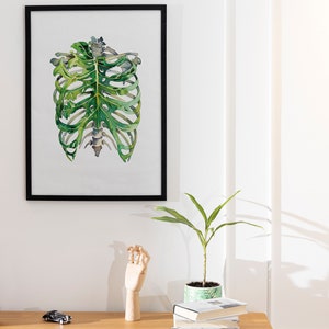 Rib Cage Monstera Art Print Thorax Wall Art Chiropractor Wall Decor ...