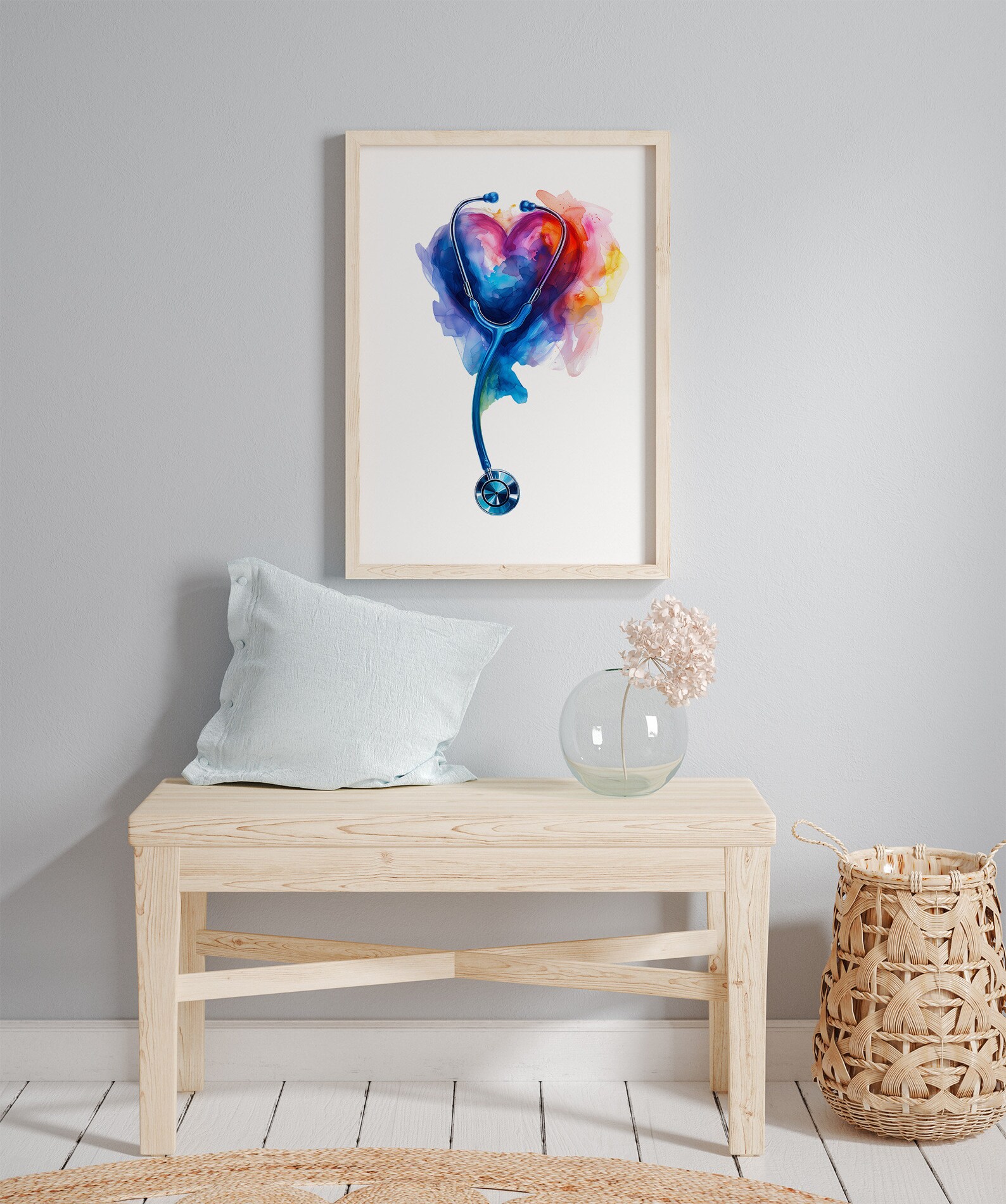 Stethoscope Art Print, Medical Art, Doctor Office Decor, Stethoscope ...