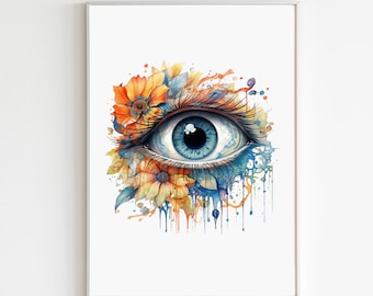 Human Eye Watercolor Art Print, Anatomical Eye Print, Ophthalmologist Medical Wall Decor, Optometrist Gift