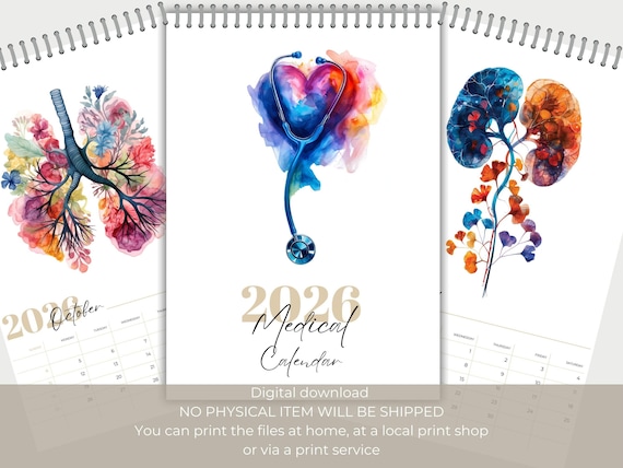 2026 Medical Calendar Printable 2026 Calendar Medical Student Gift Printable Human Anatomy And Physiology Med School Gift for Future Doctor