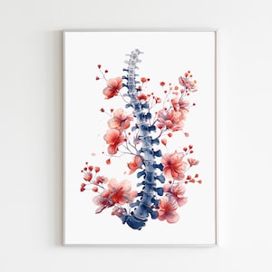 Impresión de arte quiropráctico, carteles de fisioterapia, pintura de columna vertebral, quiropráctico, decoración de oficina, fisioterapia, arte de pared, anestesia, vértebras
