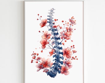 Chiropractic Art Print Physical Therapy Posters Spine Painting Chiropractor Office Decor Physiotherapy Wall Art Anesthesia Vertibrae