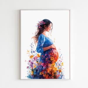 Schwangerschaft Aquarell Art Print, Hebamme & Doula Geschenk, Bunte Mutter zu sein Illustration, Neugeborene Krankenschwester Dekor, OBGYN Büro Wand druckbar