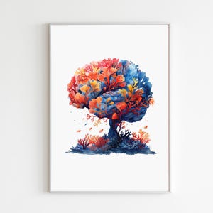 Brain Art Print Watercolor Neuropsychology Wall Art Neurosurgeon Gift for Neurologist Office Decor Colorful Brain Art Printable