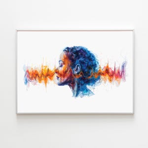 Soundwave arte impresión acuarela sonido onda cartel audiología pared arte colorido audiólogo regalo para otorrinolaringólogo decoración de la pared audiowave impresiones