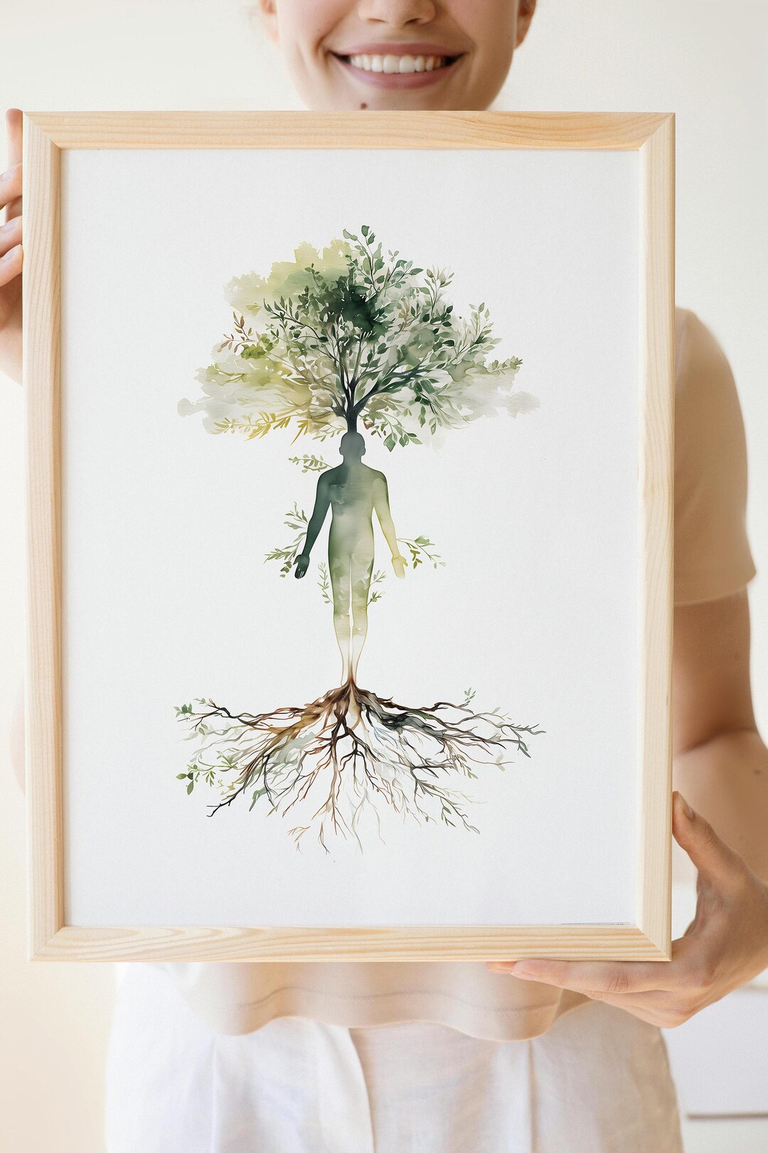 Grounding Human Tree Art Print, Mind Body Spirit Wall Decor, Healing ...