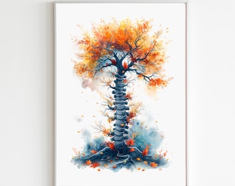 Spine Wall Art Print, Chiropractic Poster, Physical Therapy Office Decor, Chiropractor Gift, Physiotherapy Art